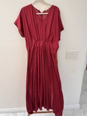 NWT Grade + Gather Women’s Midi Dress with V-Neck Empire Waist Short Sleeve